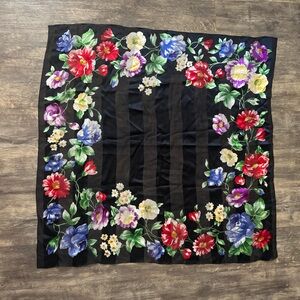 Echo Silk Scarf Bold Florals and Subtle Stripes